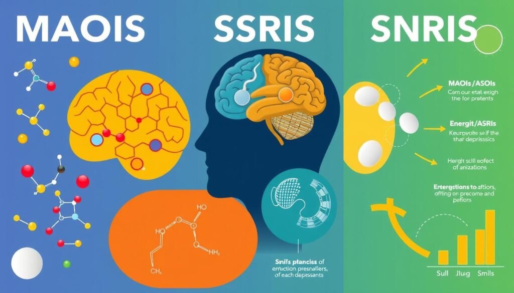 MAOIs, SSRIs, SNRIs comparison