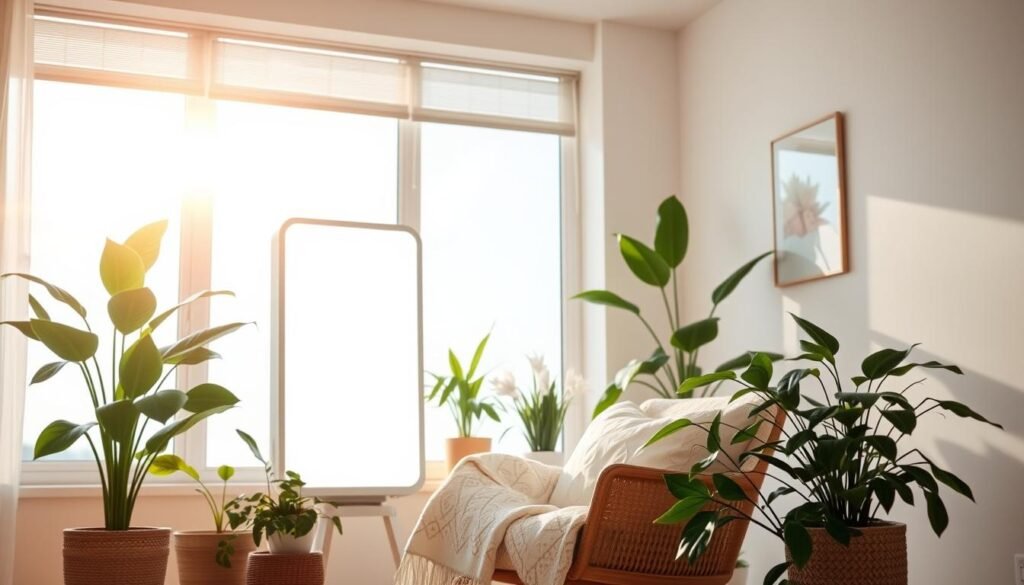 light therapy for serotonin enhancement, circadian rhythm stabilization, and sleep quality improvement